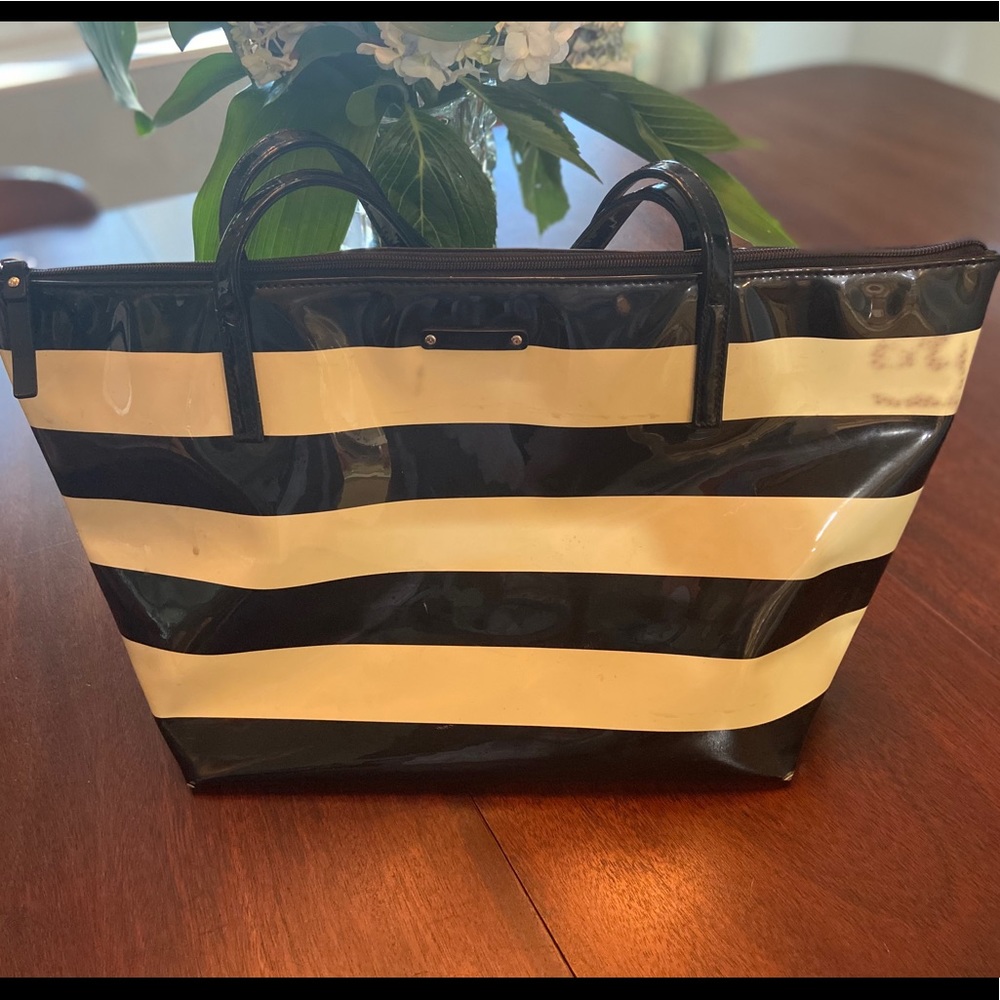 Kate Spade adorable black and cream striped tote